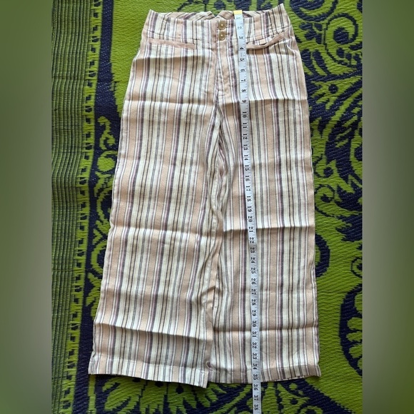 Anthropologie Maeve Stripped Wide-Leg Pants 0 Coastal Light Airy Neutral Casual - Picture 14 of 14